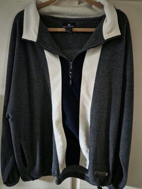 Givenchy Men’s Charcoal, White and Navy Zip-Up Sweater